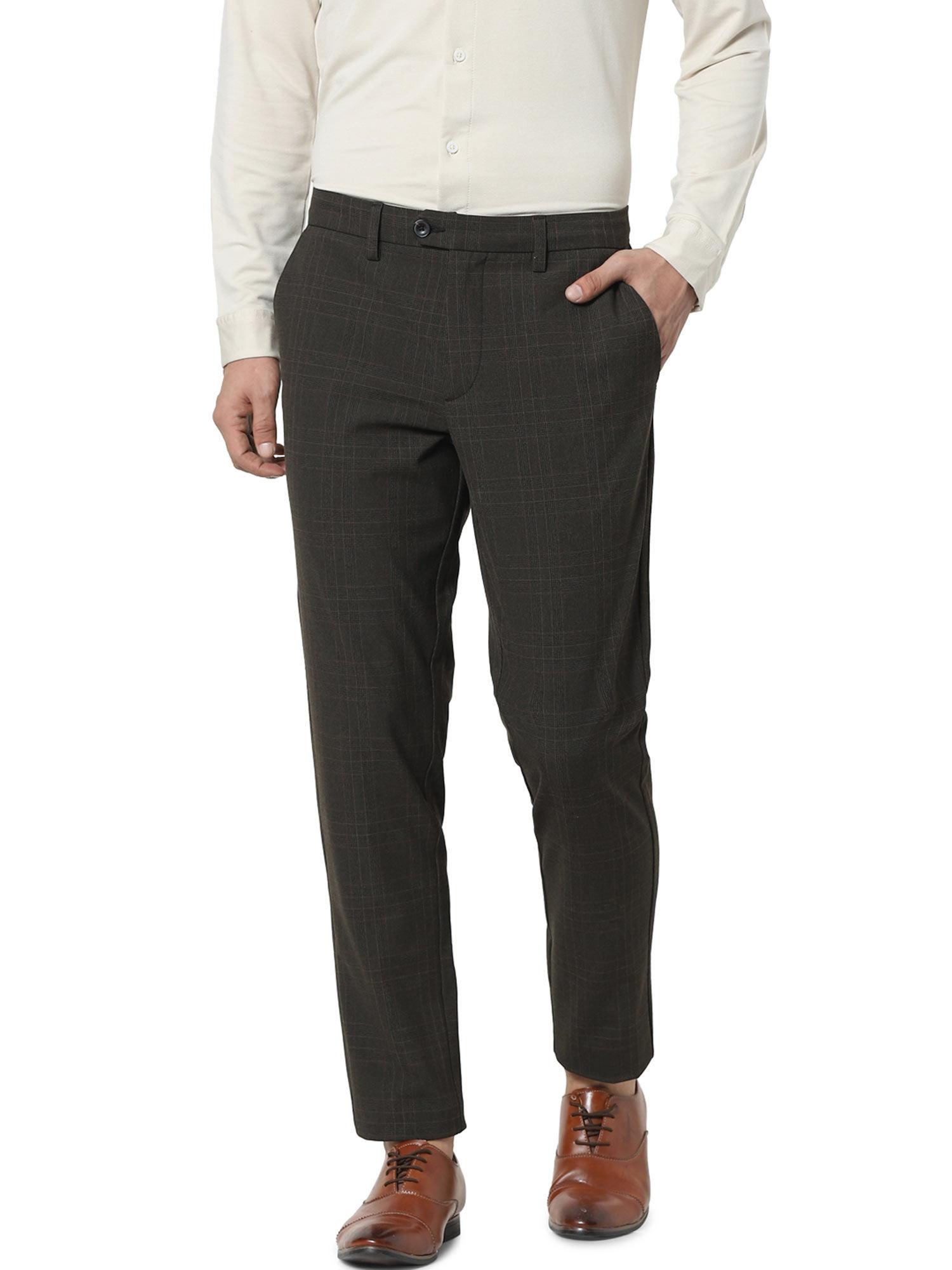 grey mid rise check pants