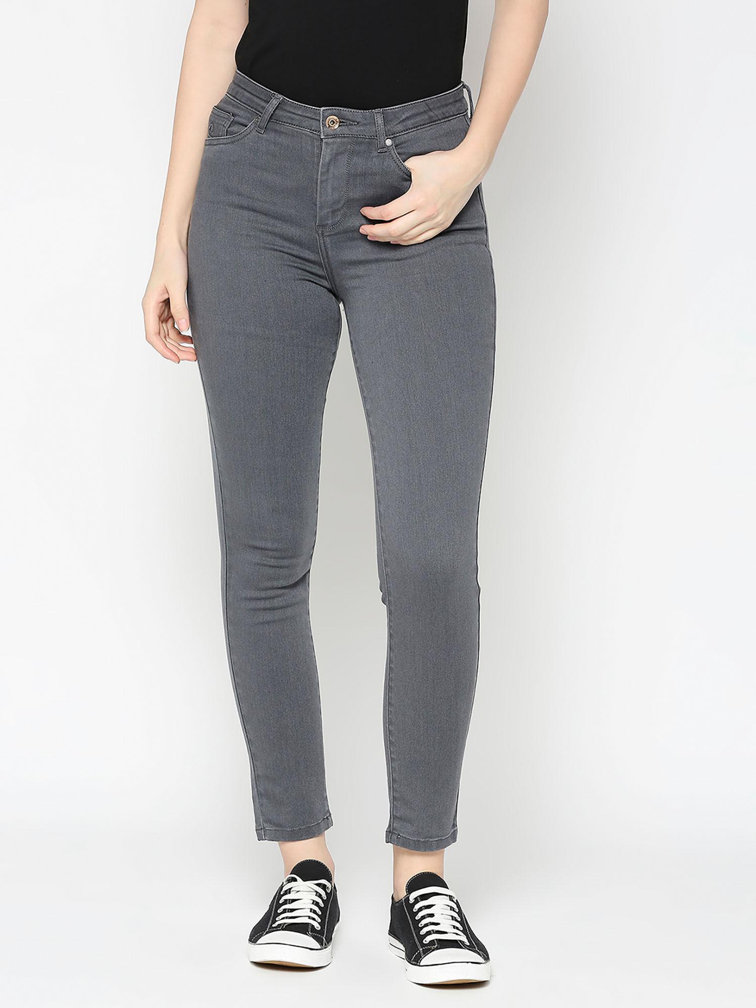 grey mid rise skinny fit women jeans