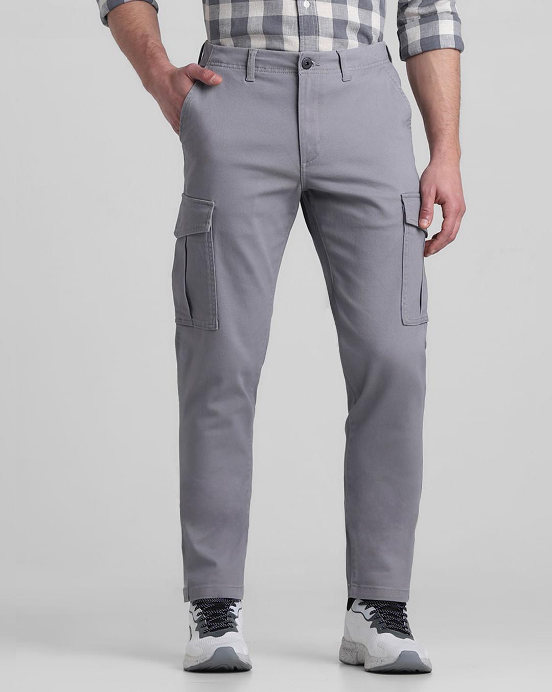 grey mid rise slim fit pants