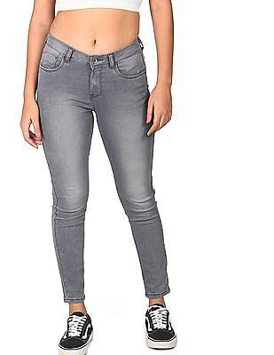 grey mid rise stone wash jeans