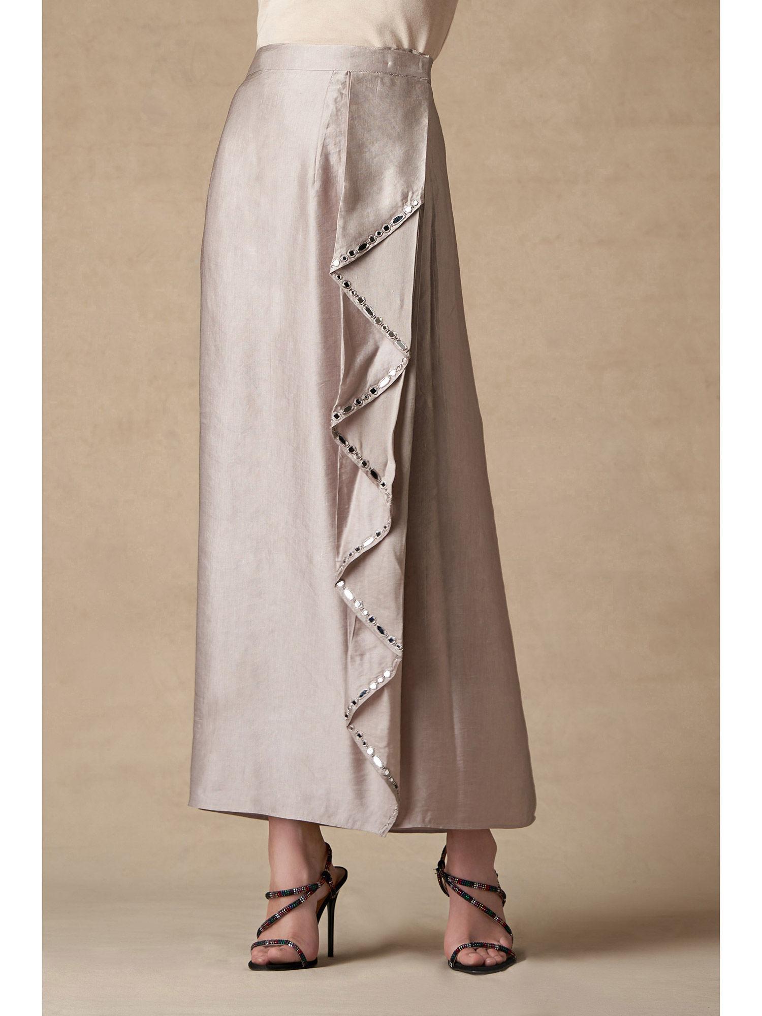 grey mirrorwork loongi skirt