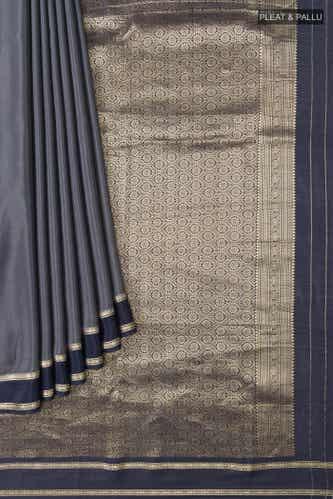 grey mysore crepe saree