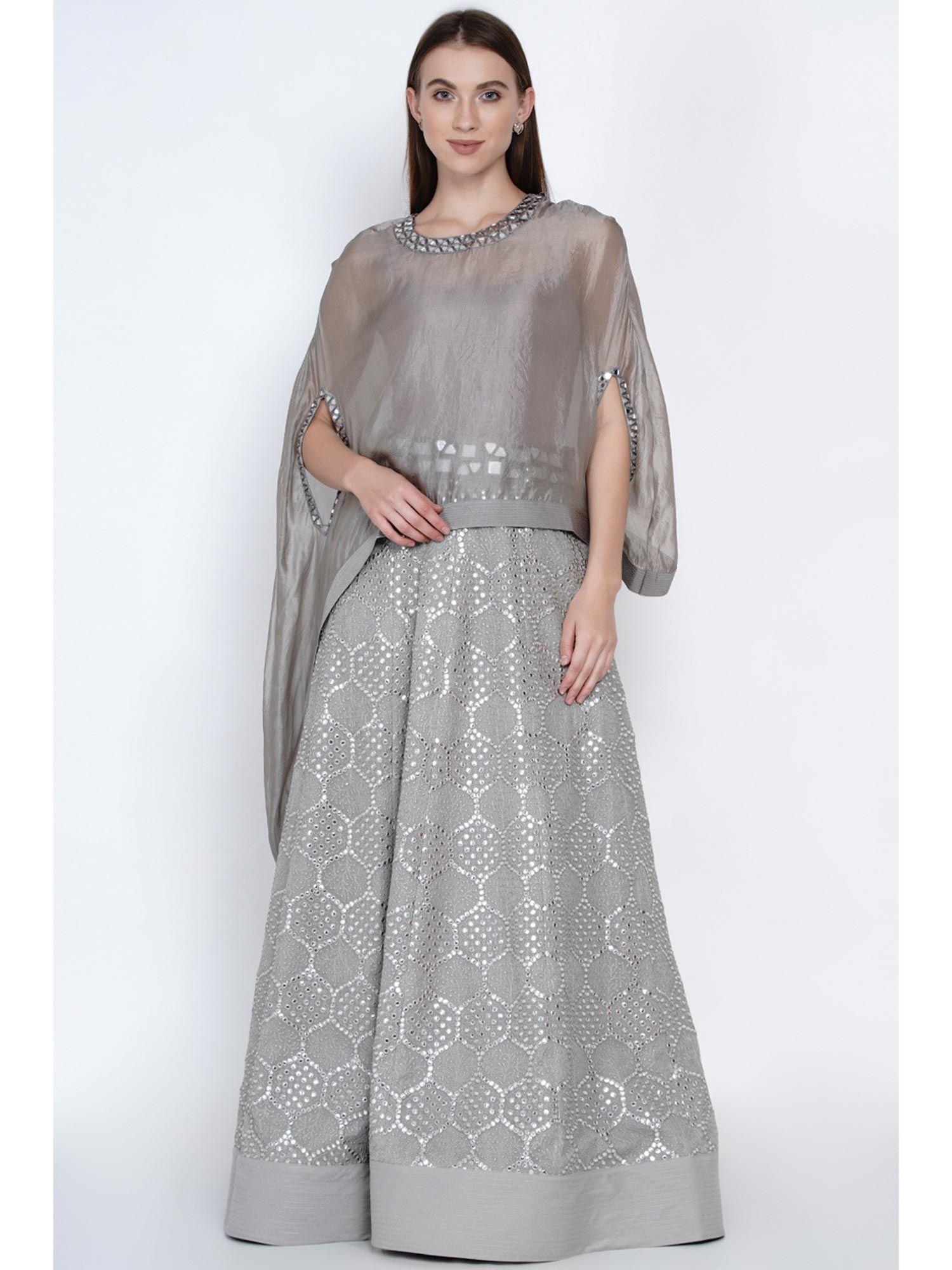 grey organza cape