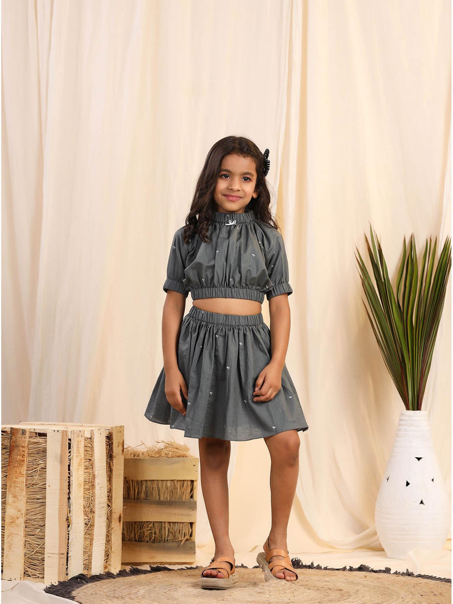 grey palm tree co-ord (set of 2)