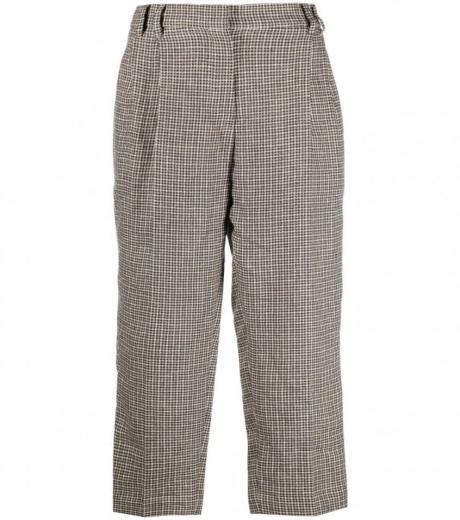 grey pattern tailored cropped trousers