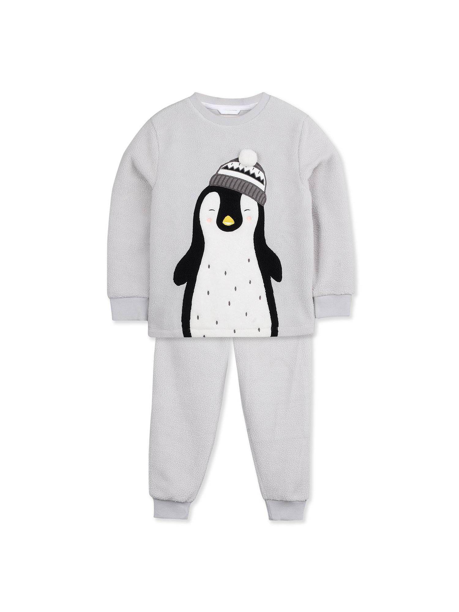 grey penguin applique night suit (set of 2)
