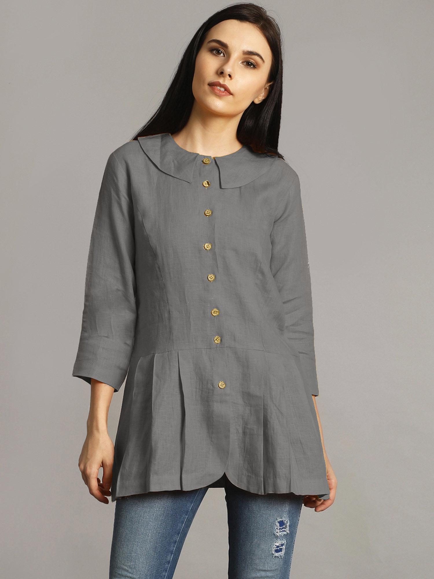 grey peter pan neck tunic