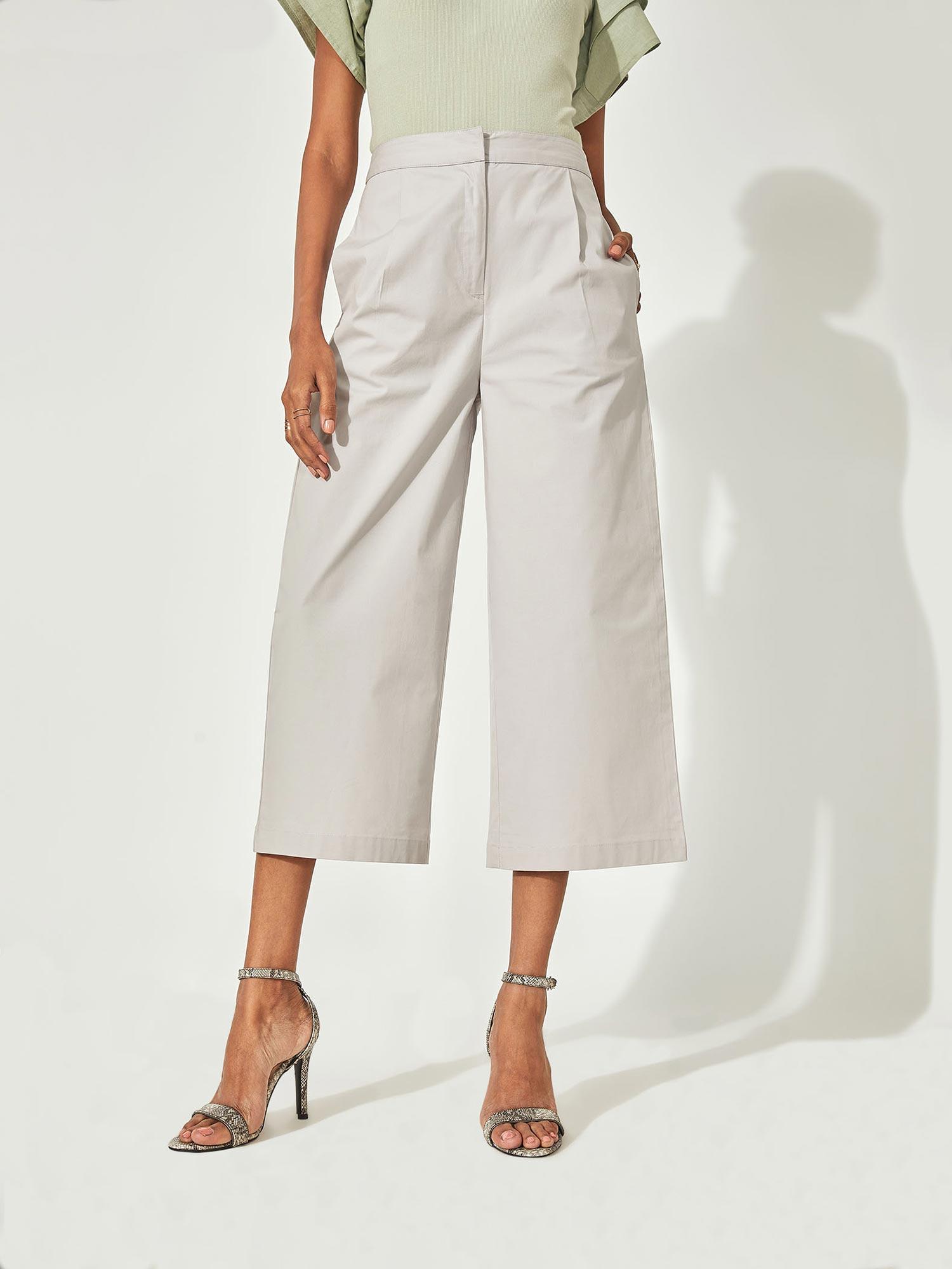 grey pleated culotte