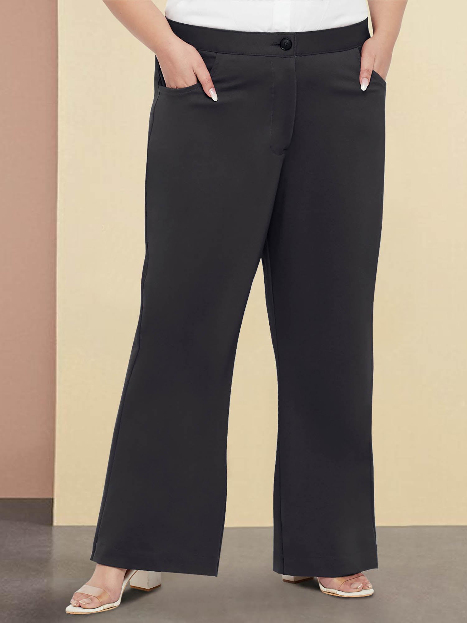 grey plus size extra stretch curve trouser