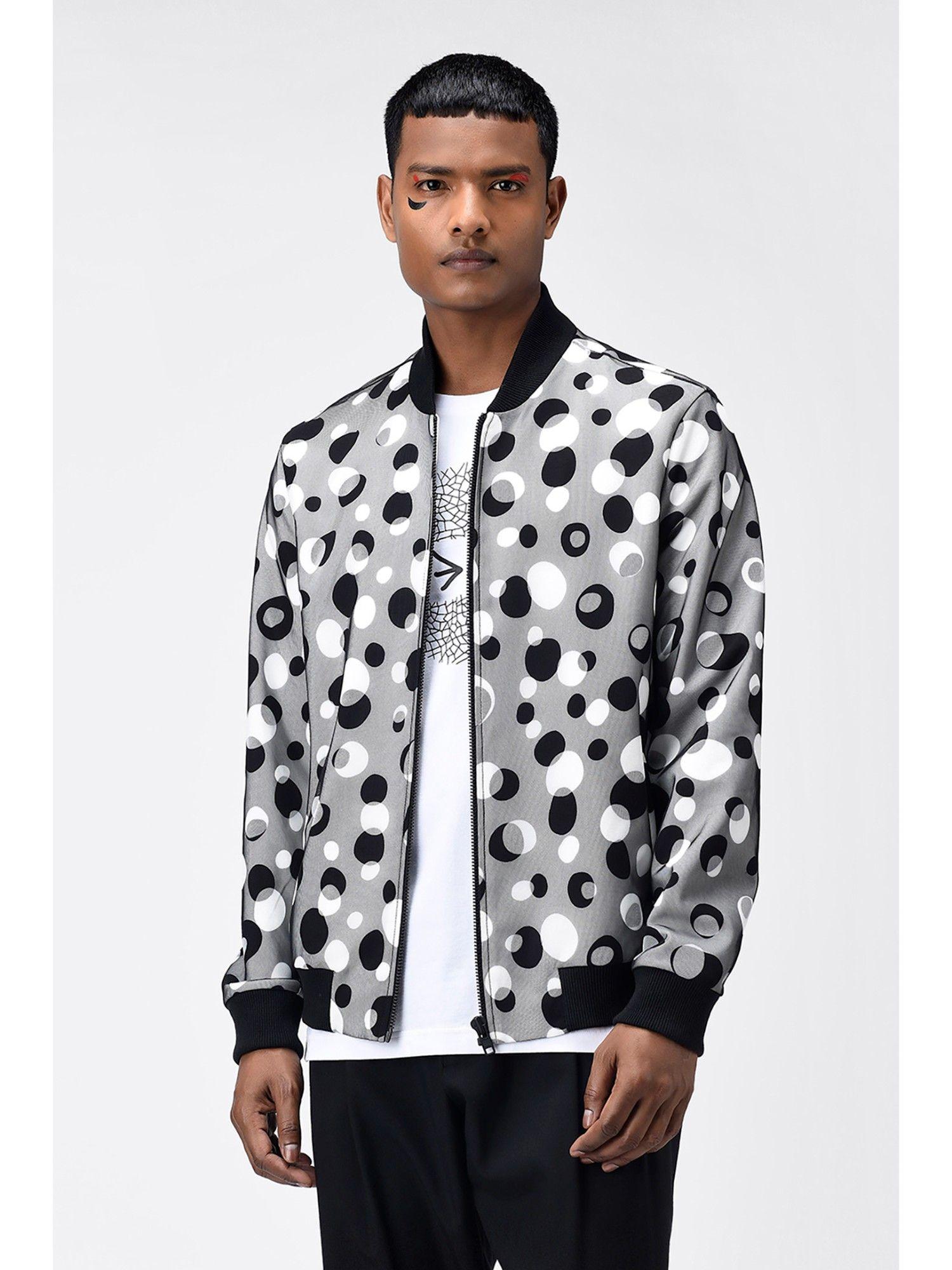 grey polka dot tulle mens bomber jacket