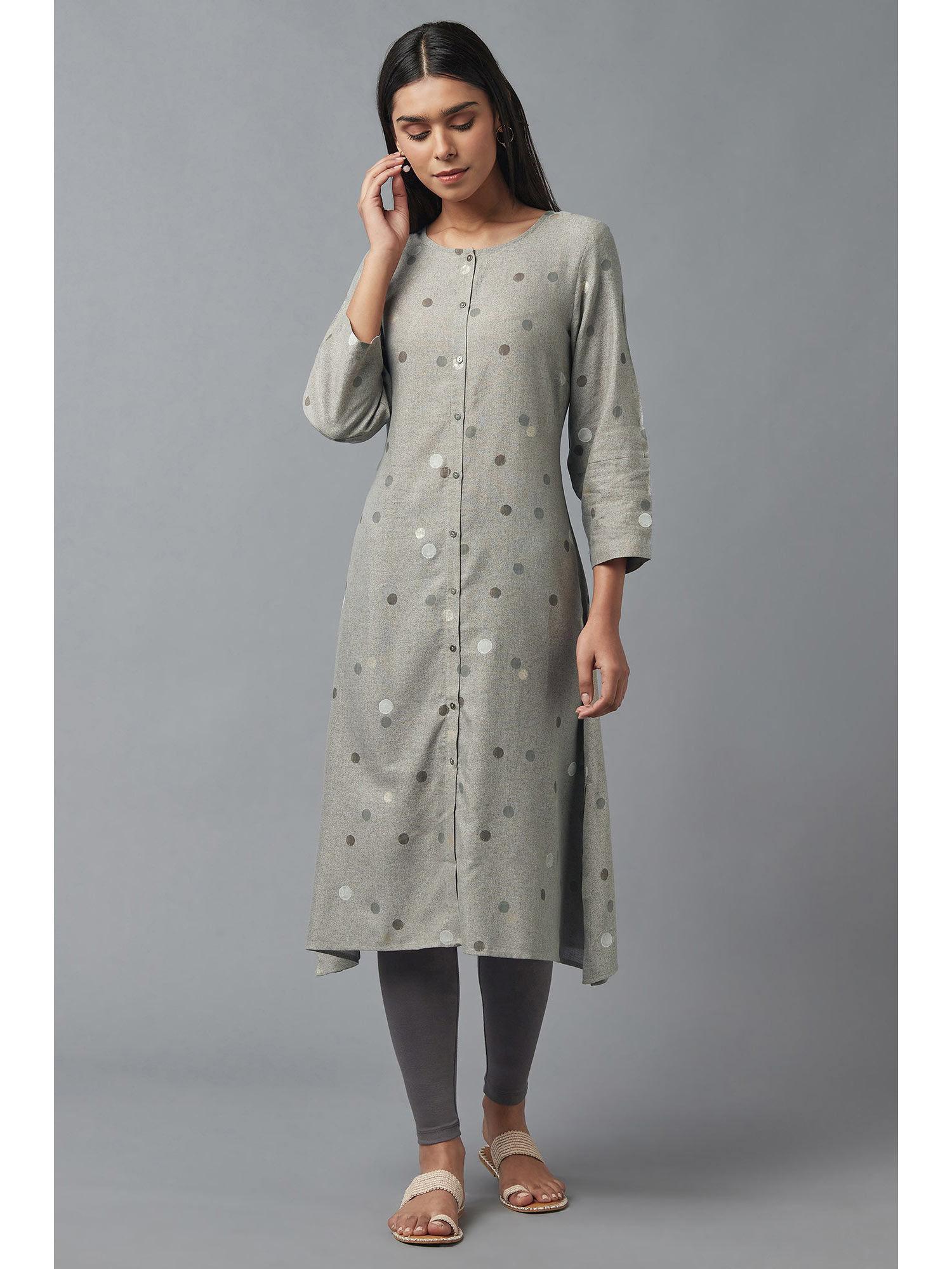 grey polka dots kurta