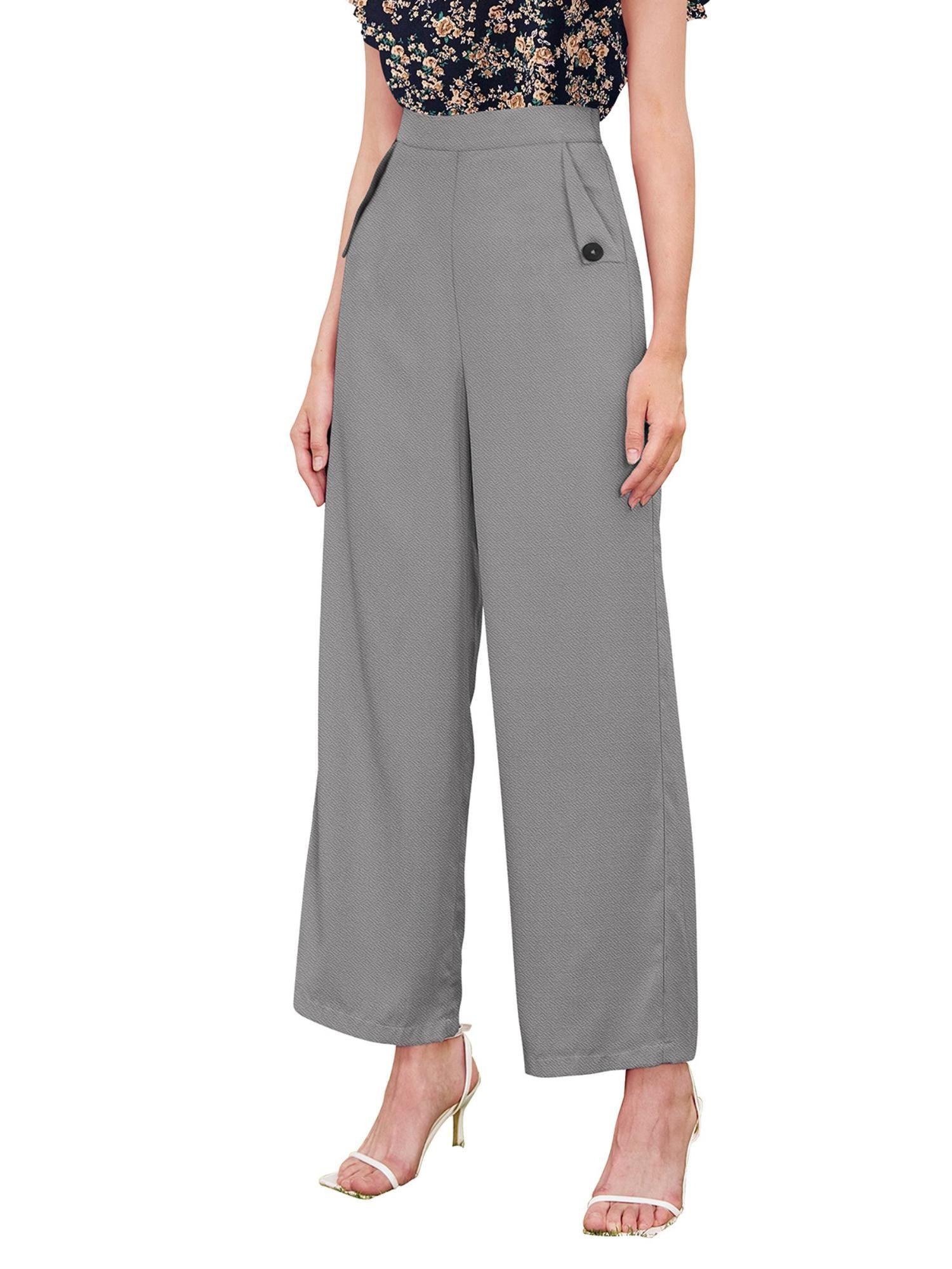 grey polyester trouser for women