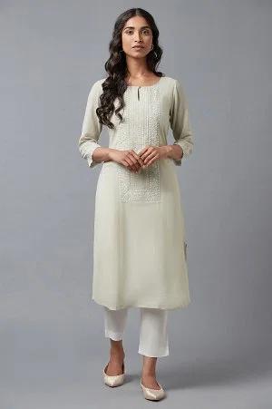 grey printed a-line kurta