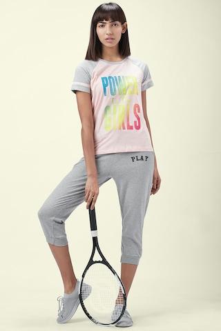 grey printed ankle-length active wear women regular fit joggers