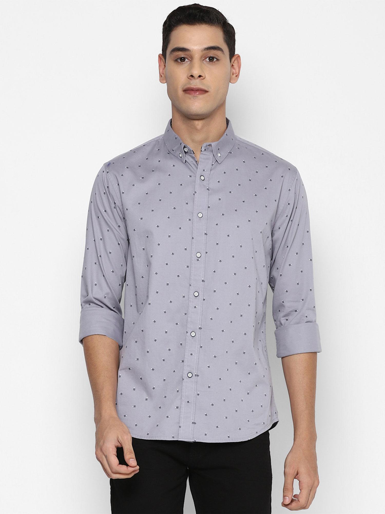 grey printed classic fit printed shirt