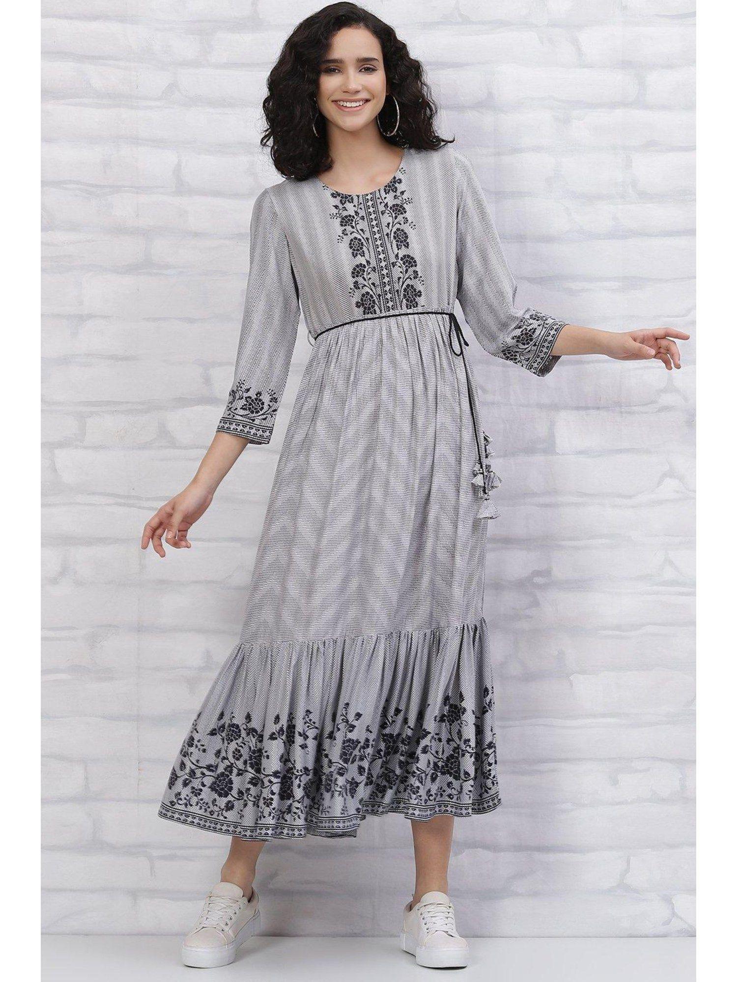 grey printed kurta