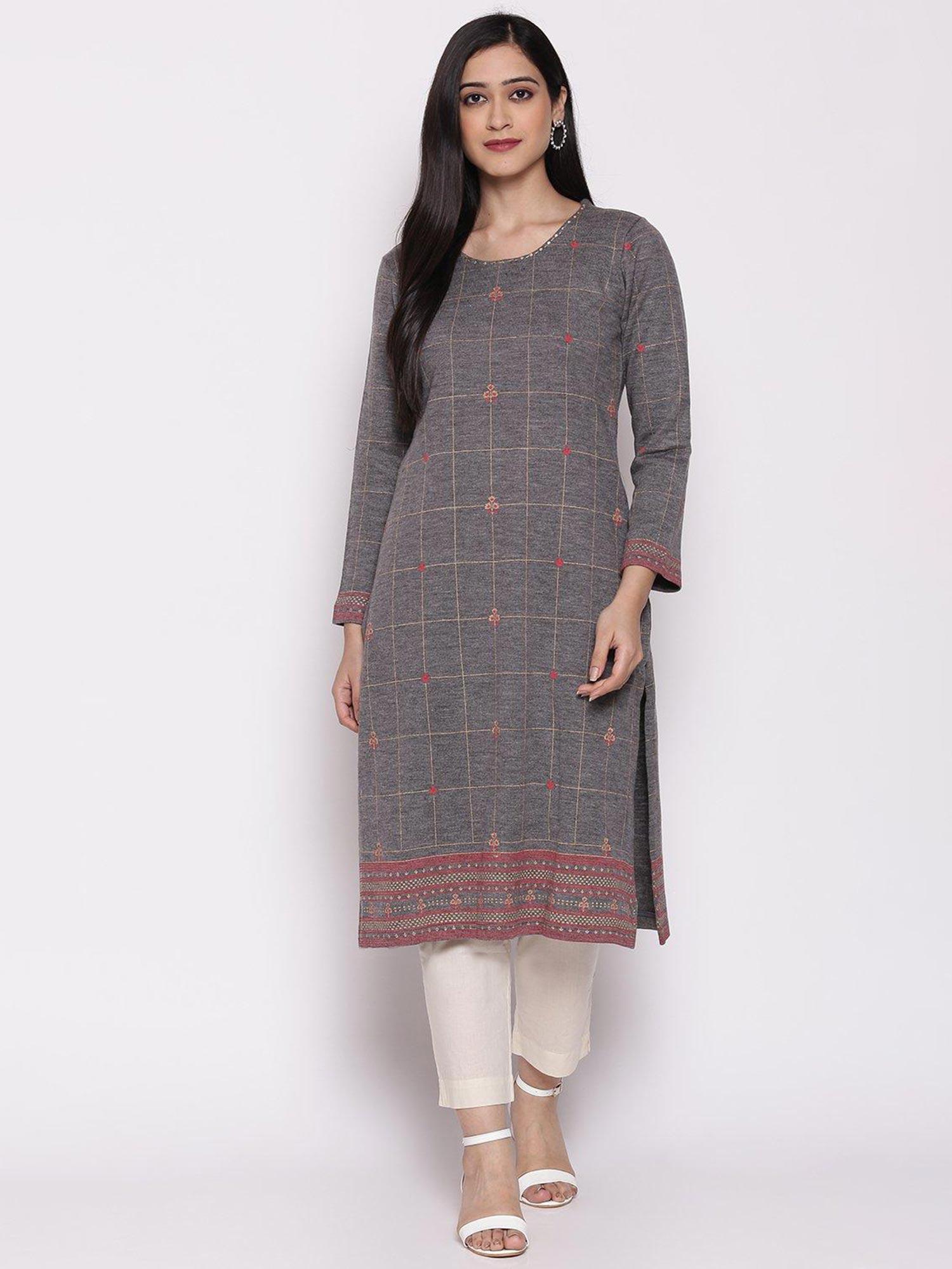 grey printed kurta