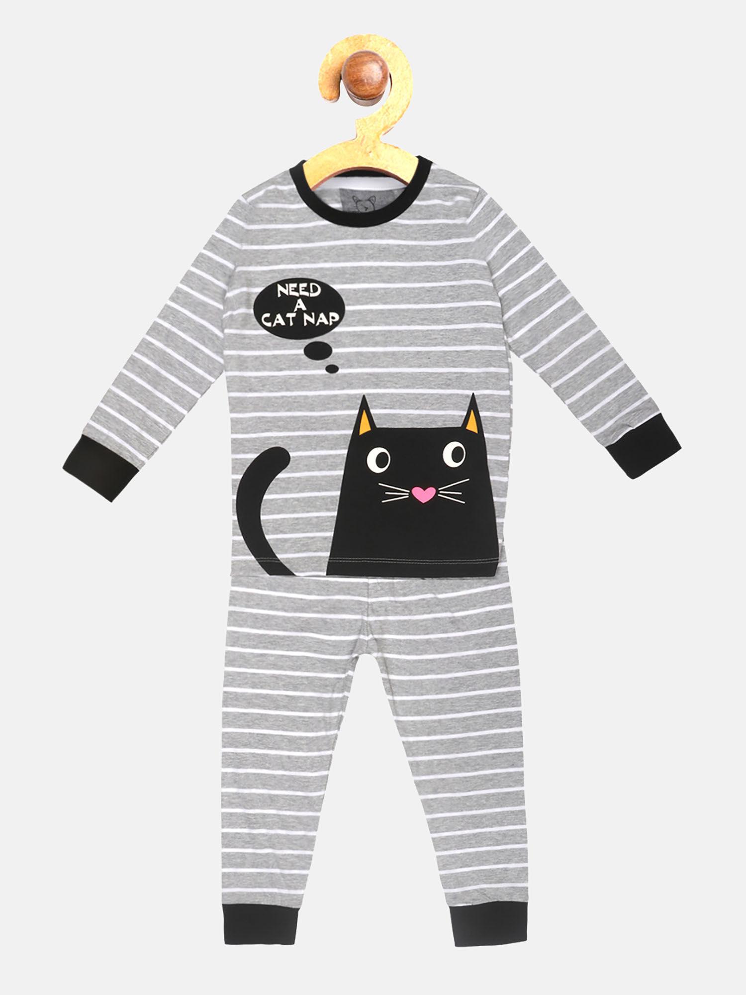 grey printed pyjama (set of 2)
