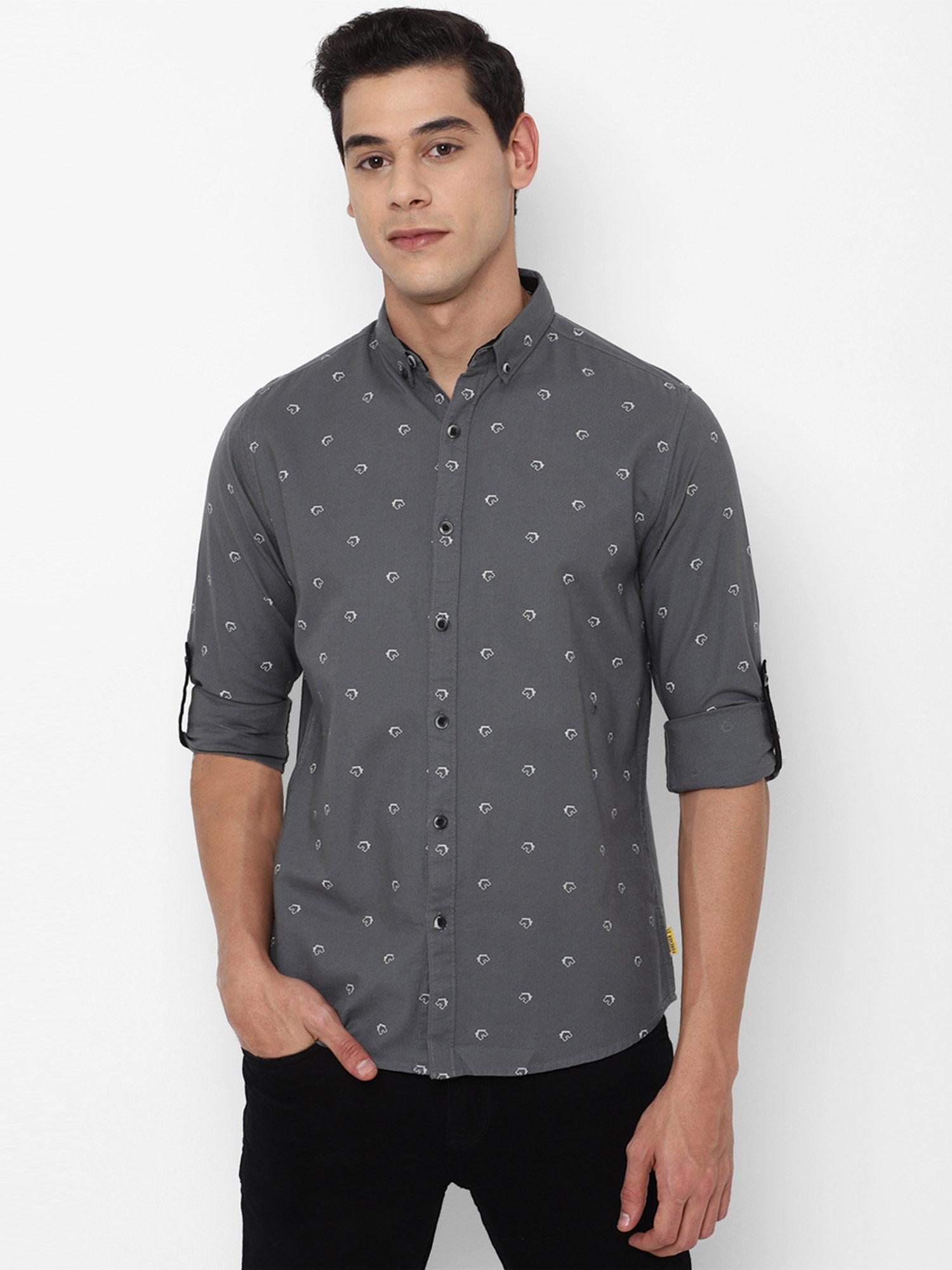 grey printed shirt