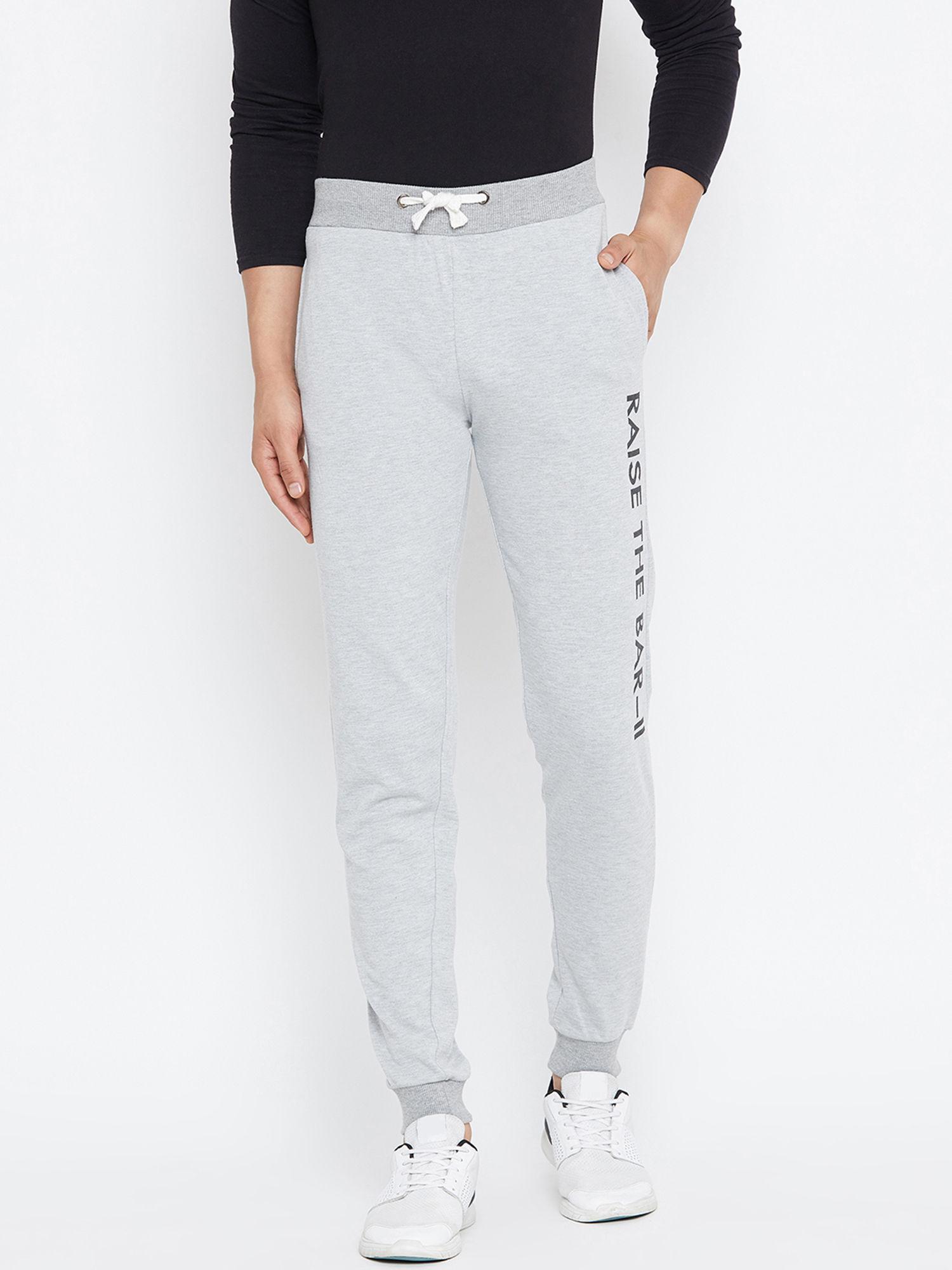grey printed slim fit track pants