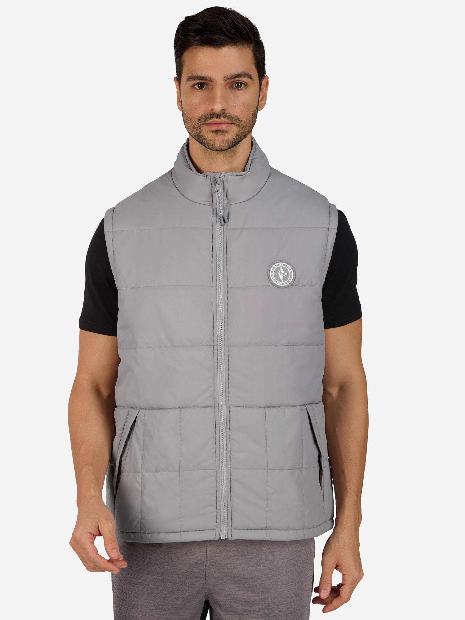 grey puffer vest jacket