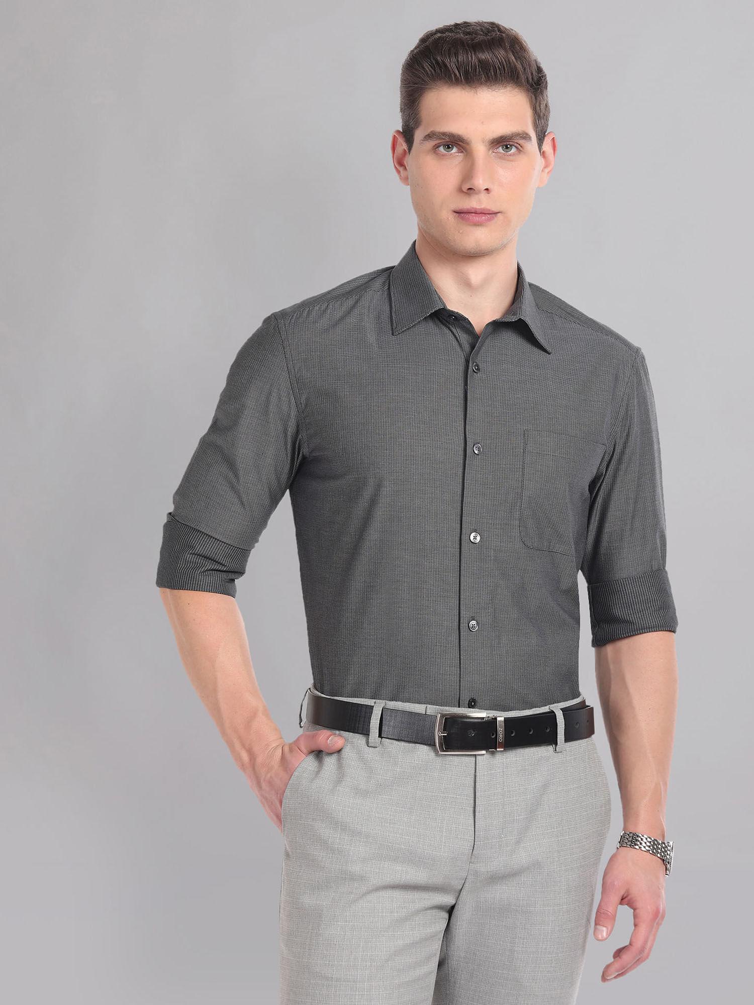 grey pure cotton everlast press formal shirt