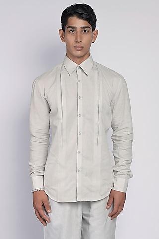 grey pure linen shirt