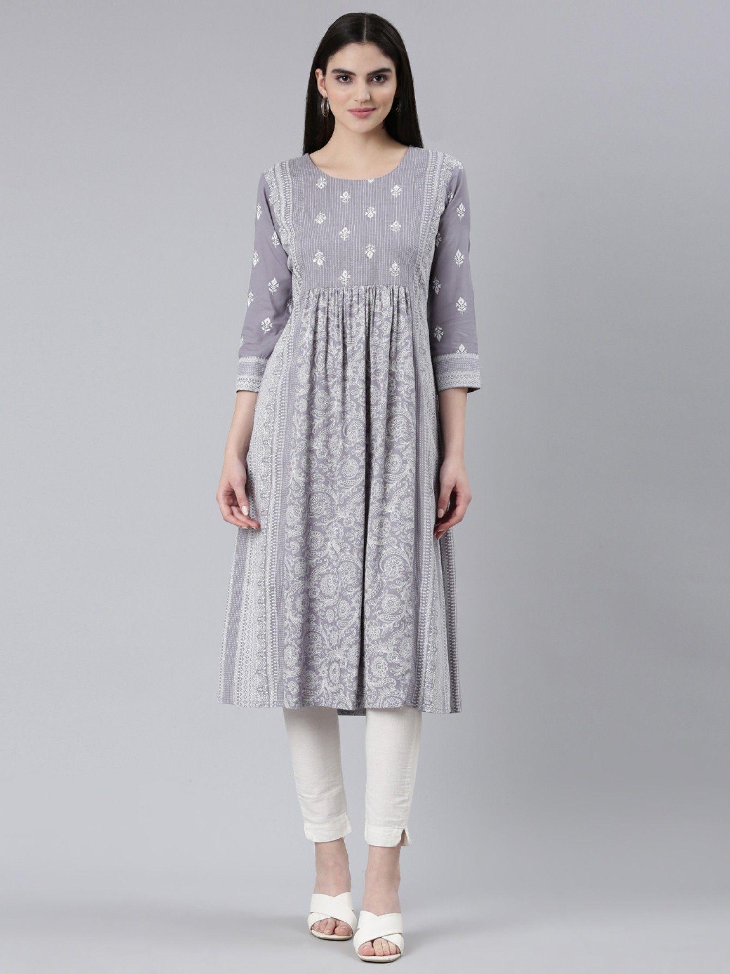 grey regular printed kurta