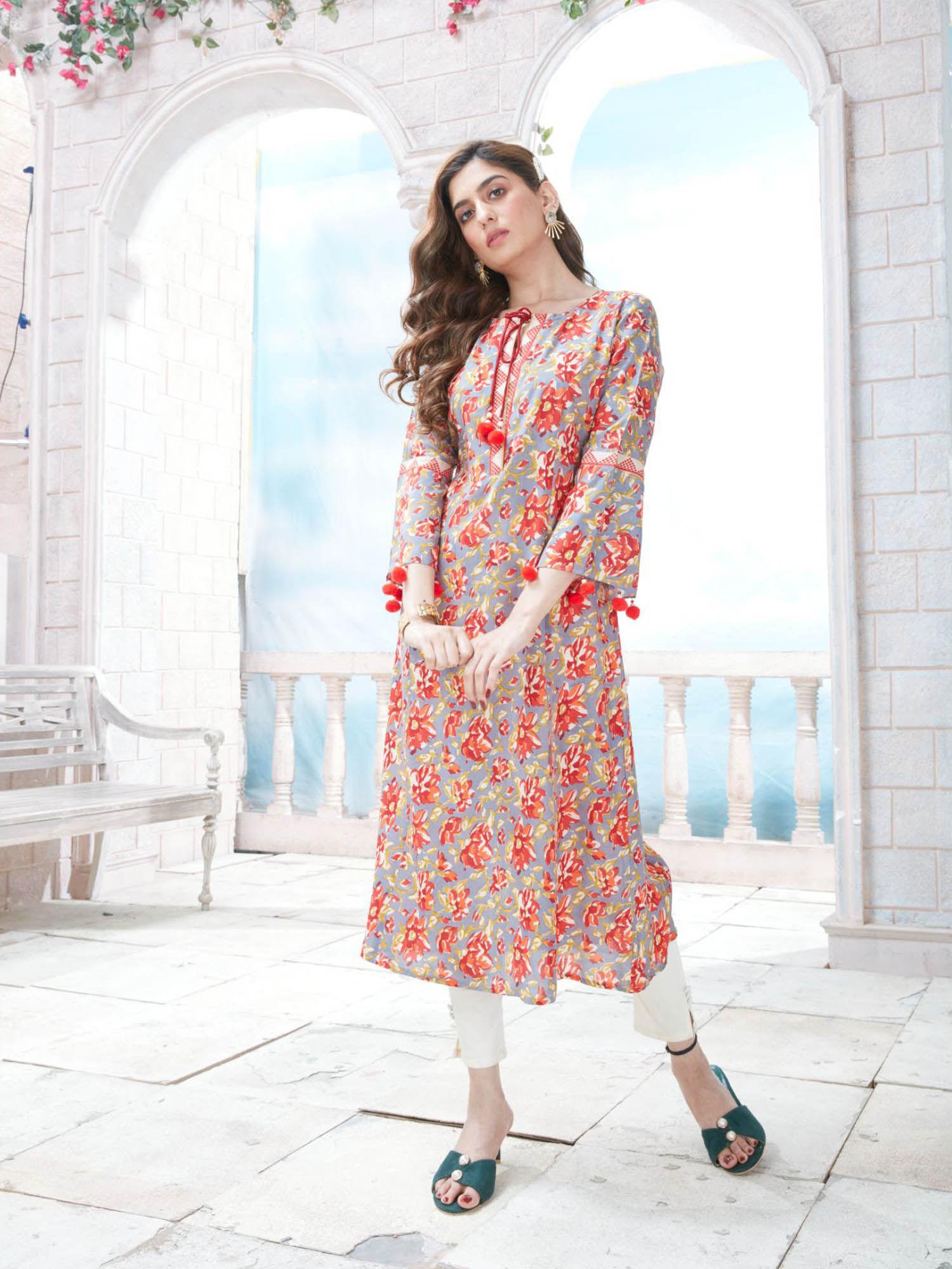 grey rosaline silk kurta