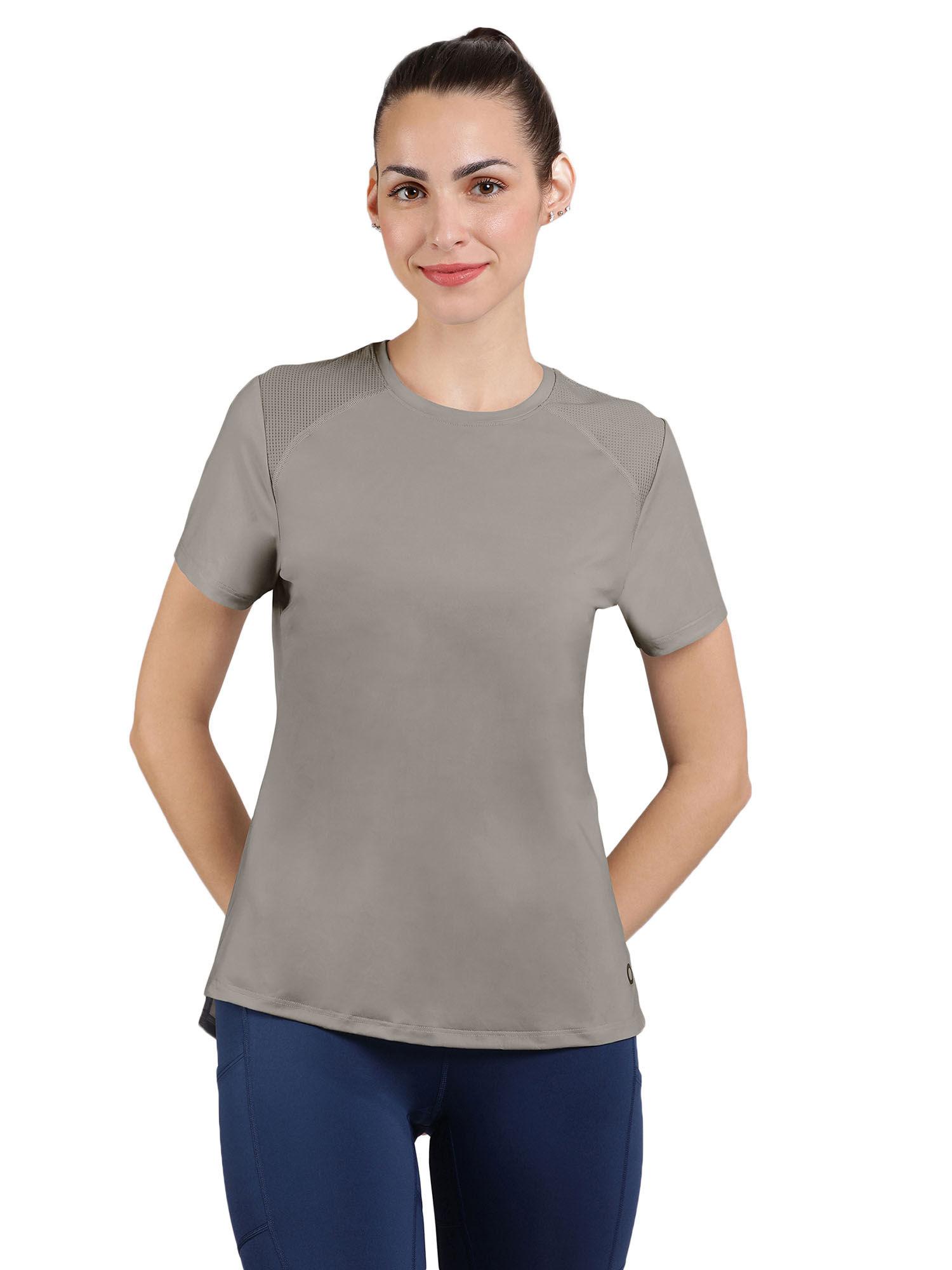 grey round neck half sleeves energize active t-shirt