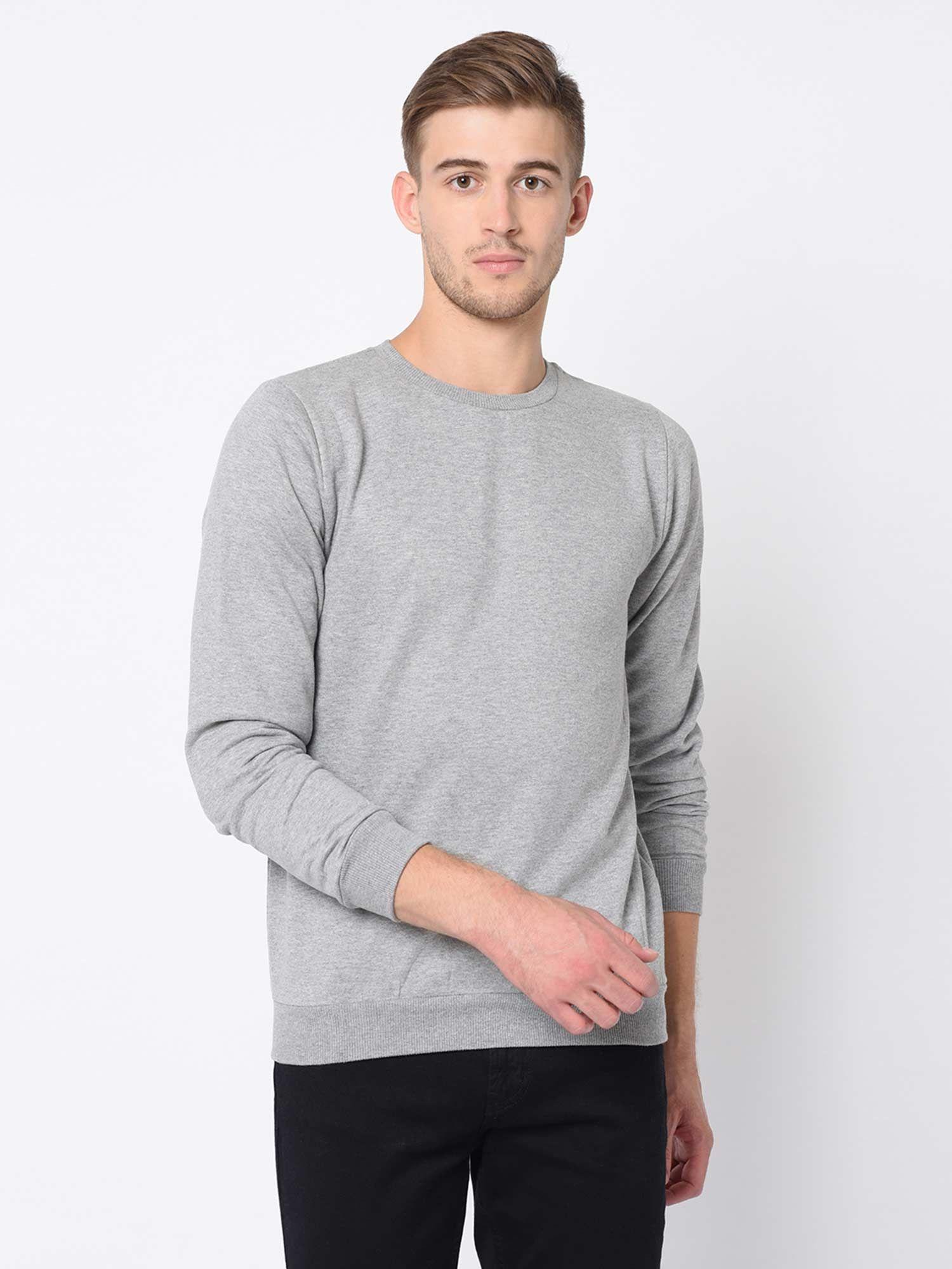 grey round neck sweatshirt for men