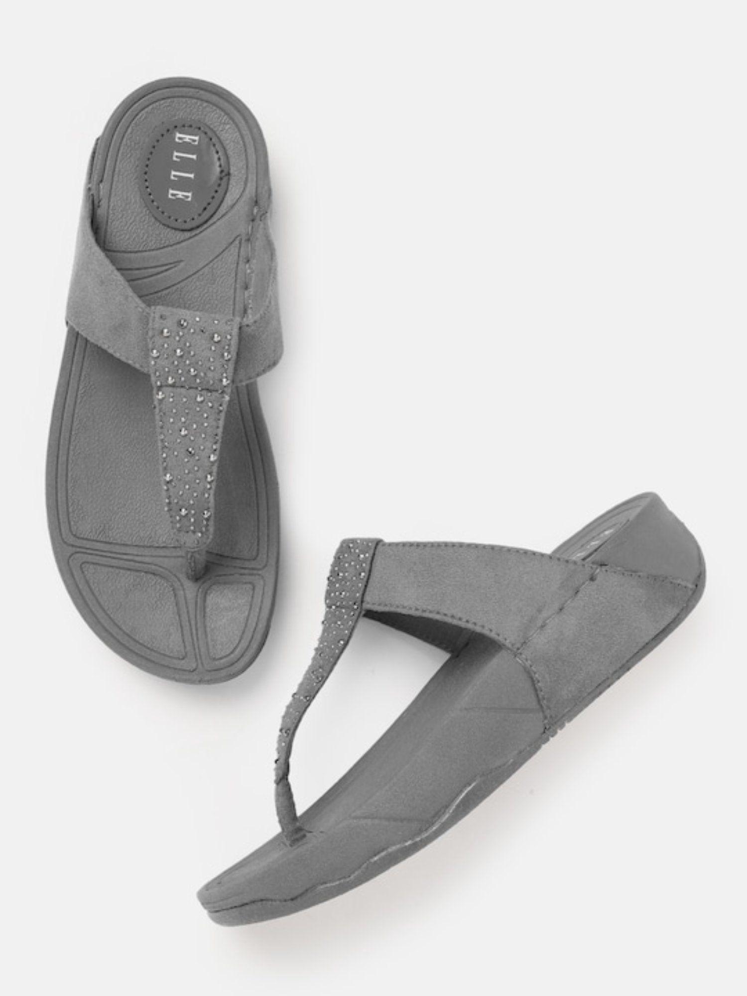 grey round toe casual wear sandals