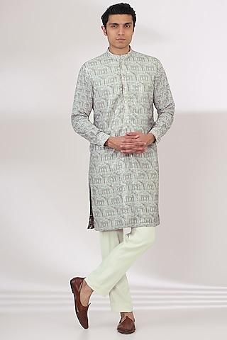 grey sheeting & georgette sequins embroidered kurta set