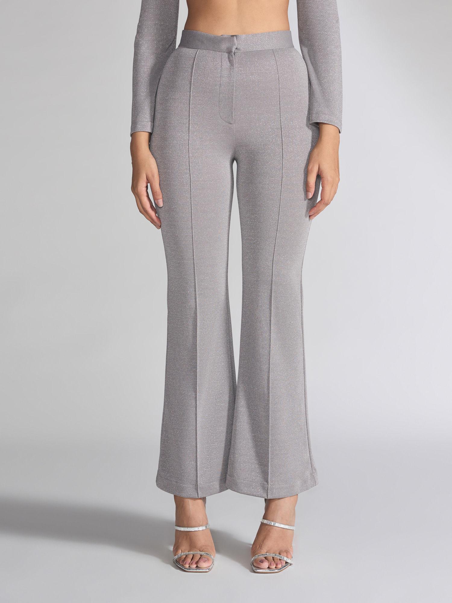 grey shimmer flared pant