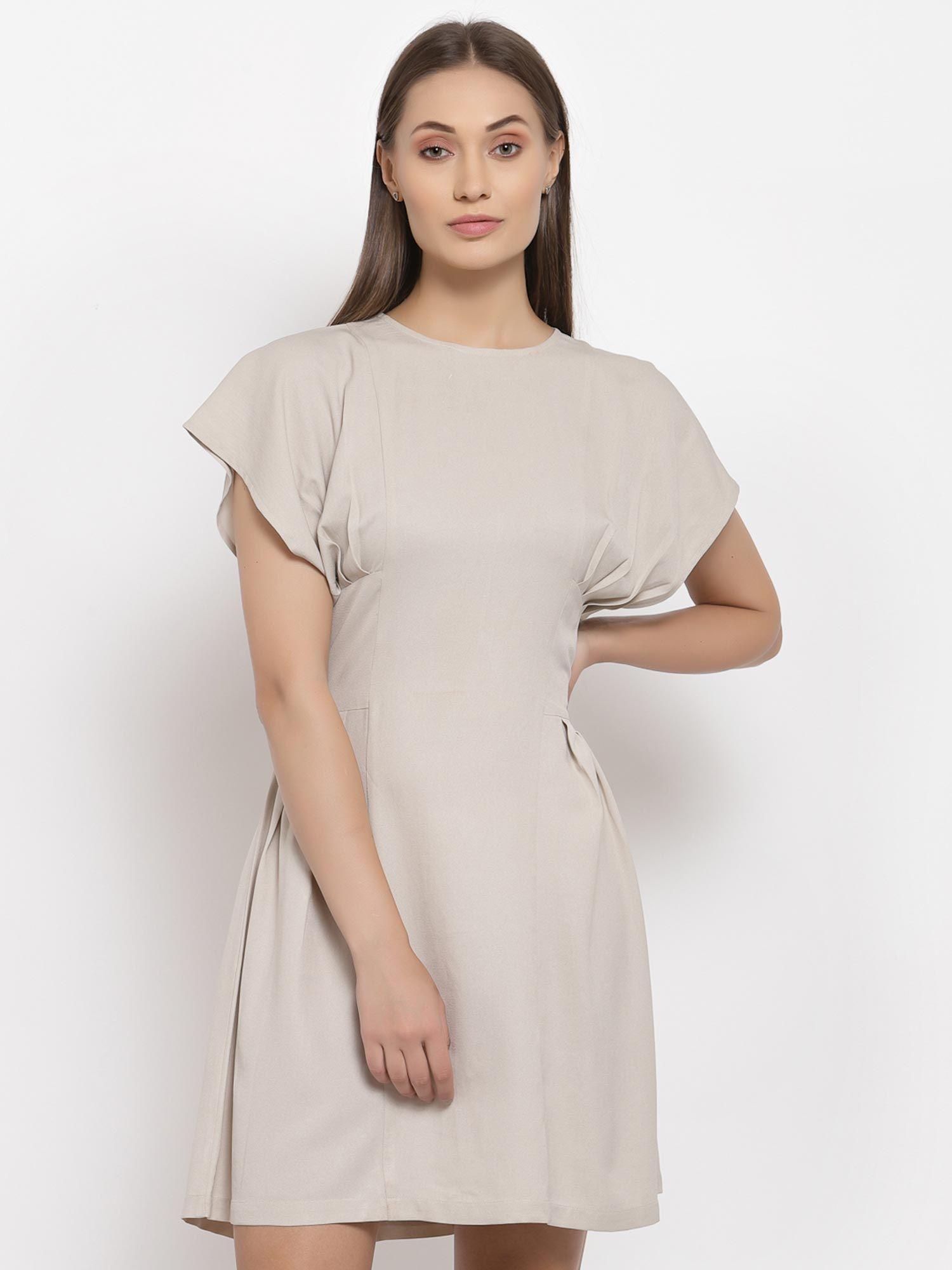 grey side pleated dress