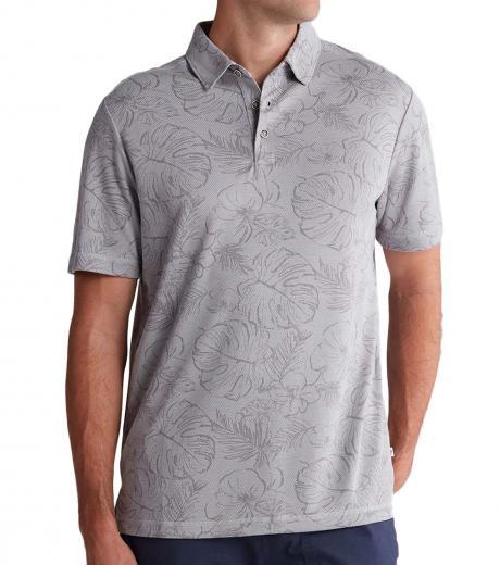 grey sketched floral print polo
