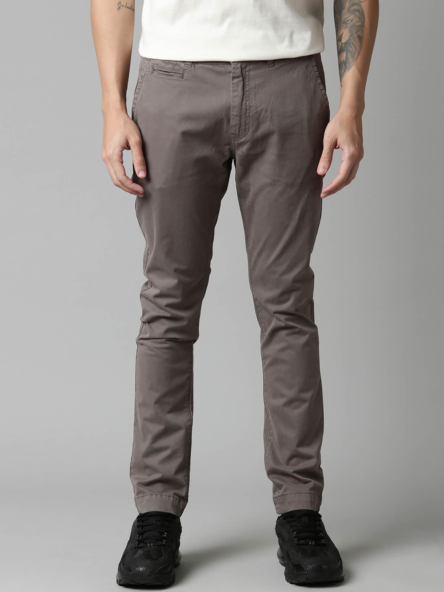 grey skinny fit solid trouser