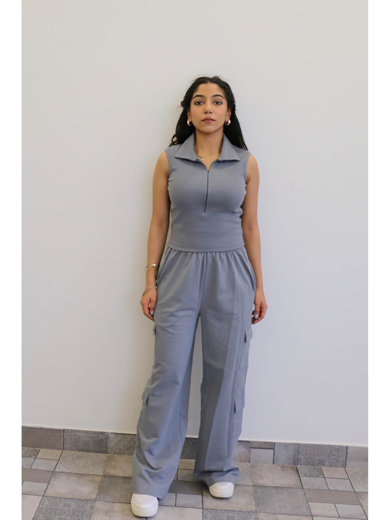 grey sleeveless zip co-ord (set of 2)