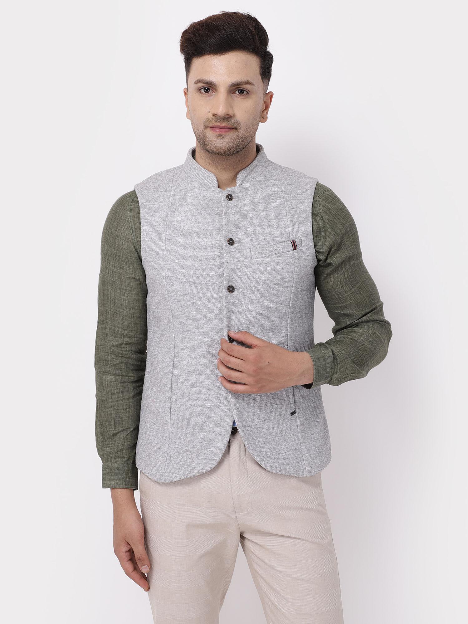 grey slim fit casual waist coat