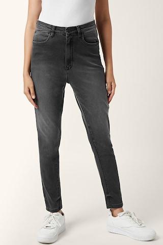 grey solid ankle-length high rise casual women skinny fit jeans