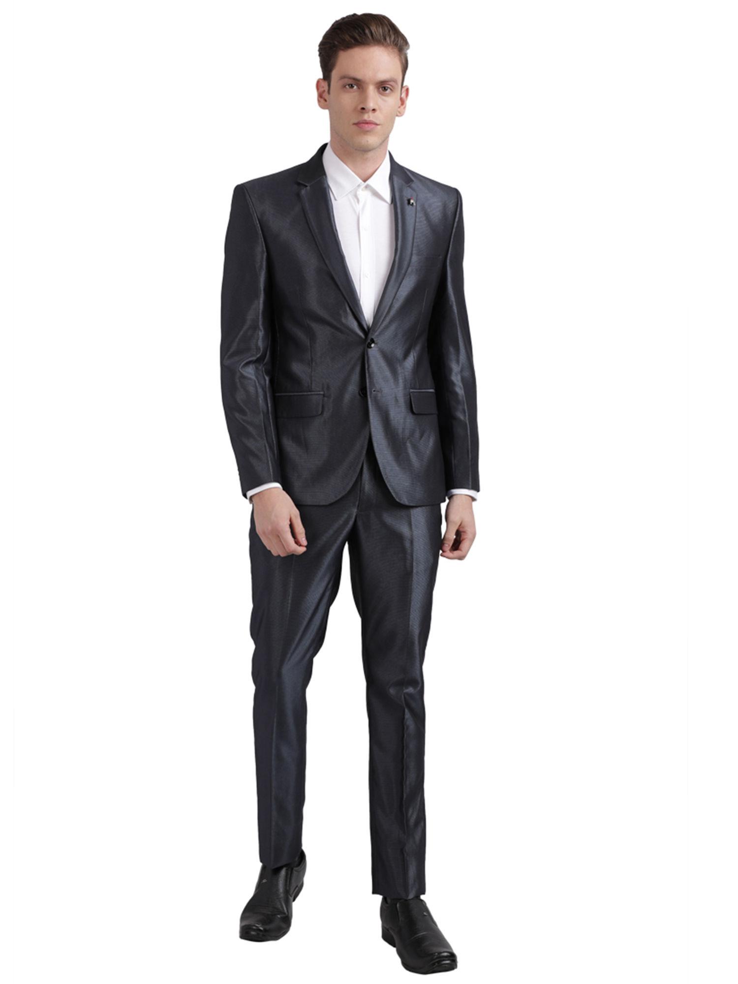 grey solid blazer with trouser (set of 2)