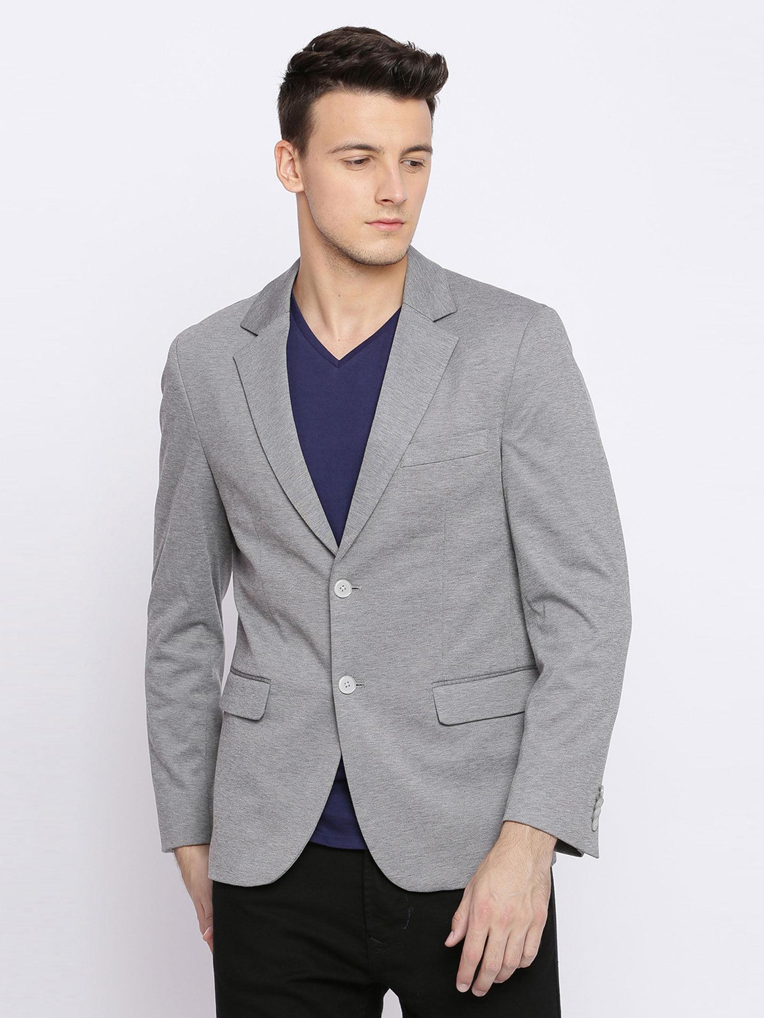 grey solid blazer