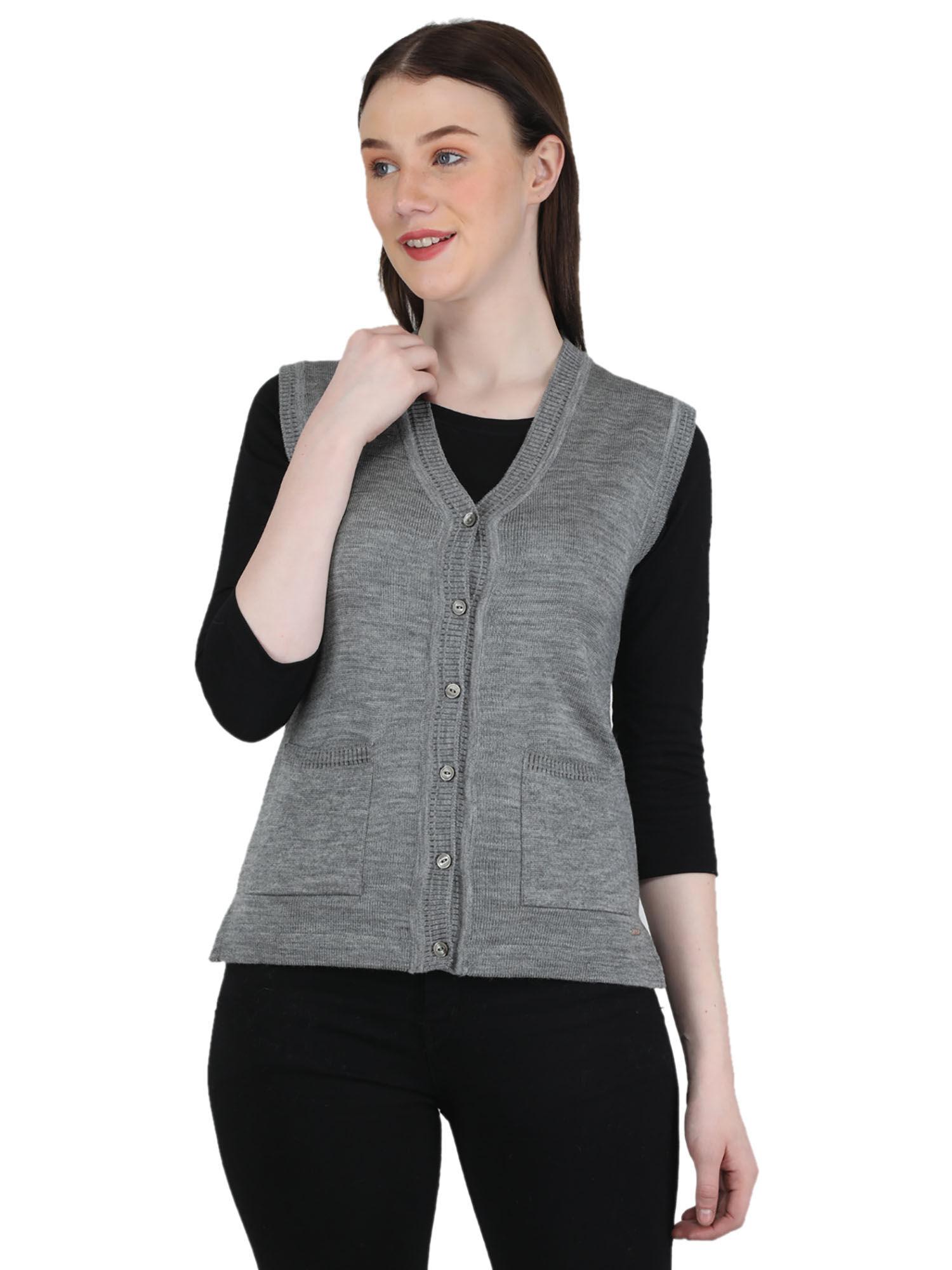 grey solid cardigan