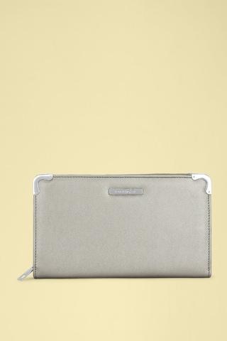 grey solid casual faux leather women wallet