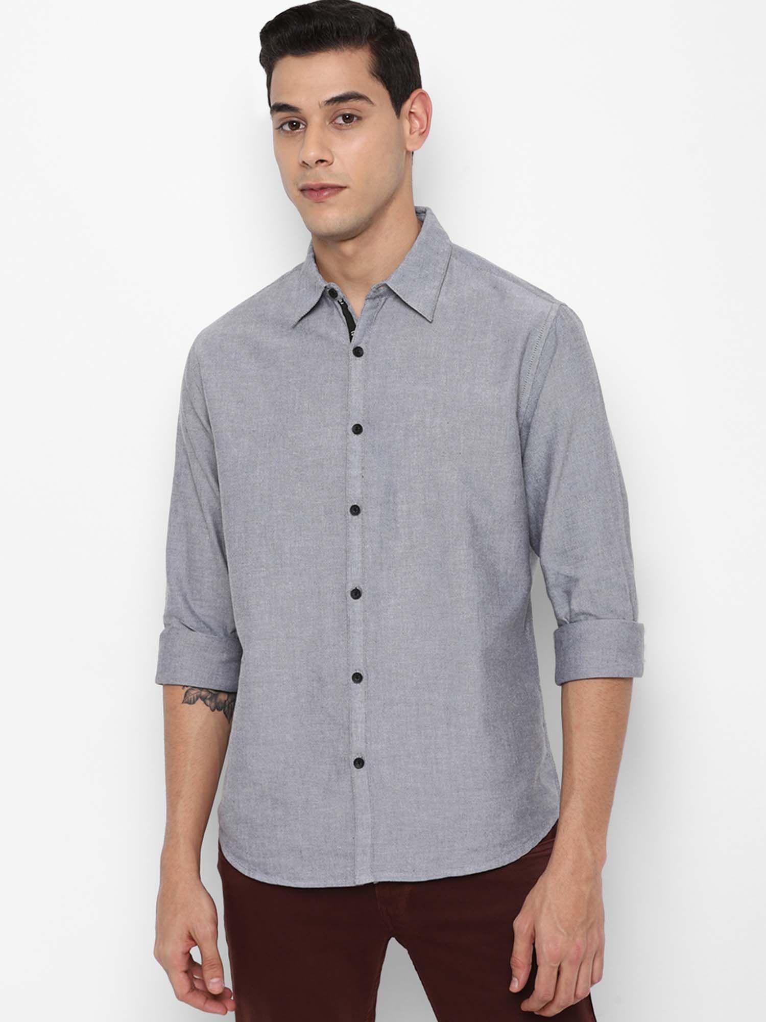 grey solid casual shirt