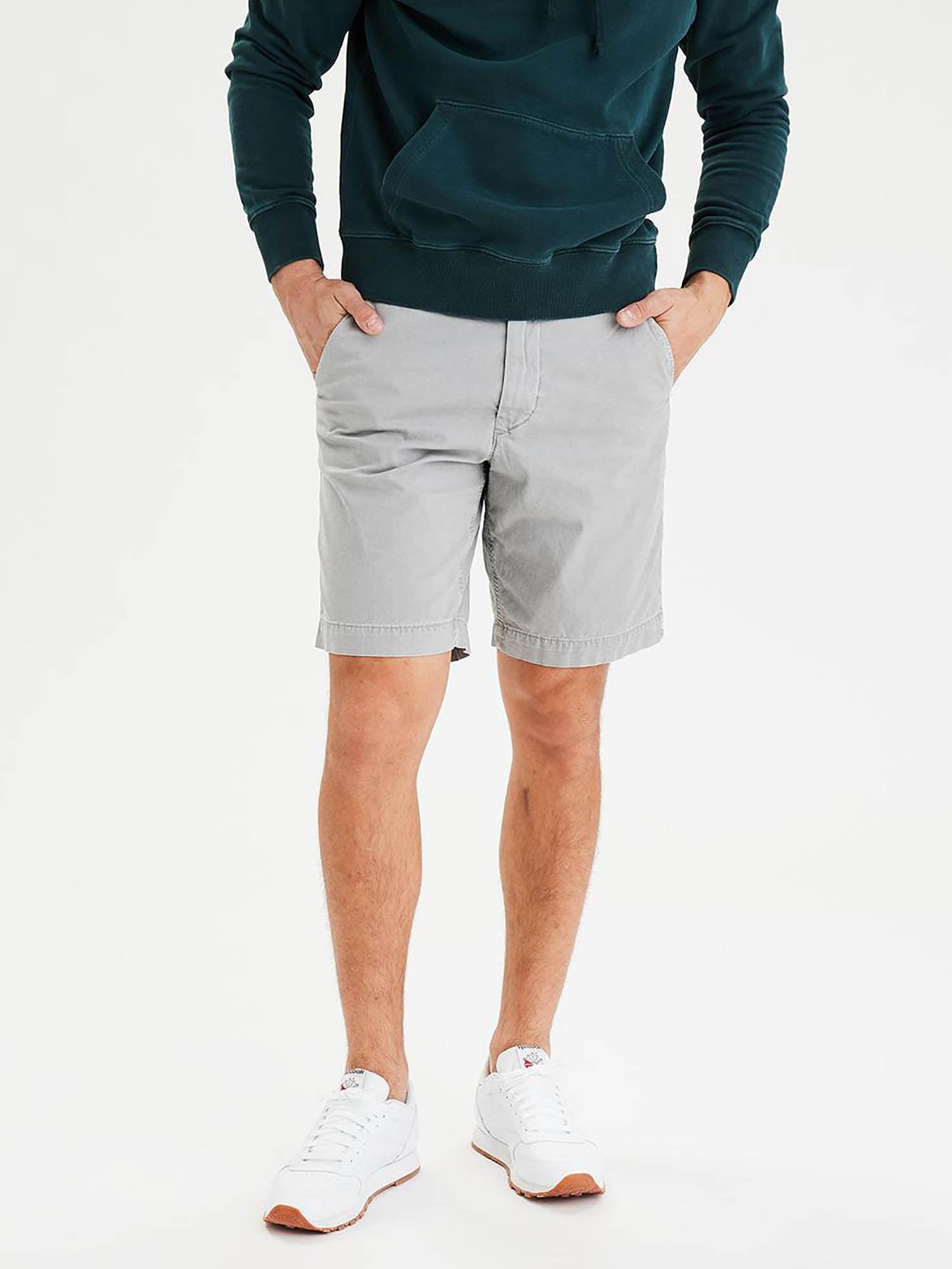 grey solid casual shorts