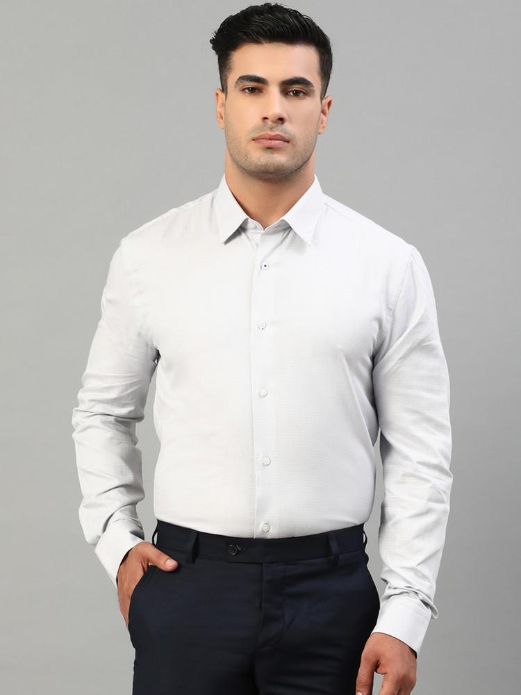 grey solid collar shirt