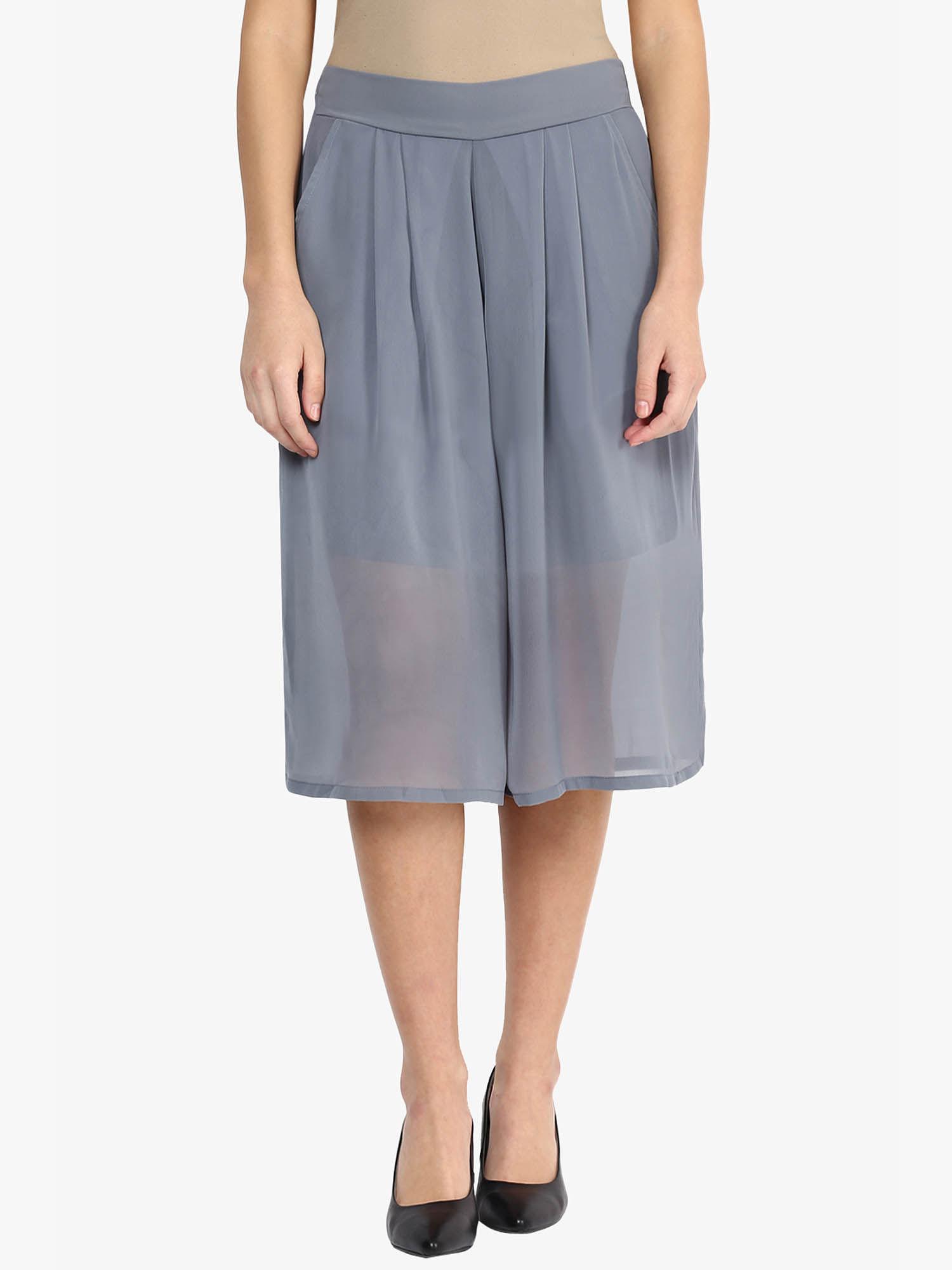 grey solid culottes