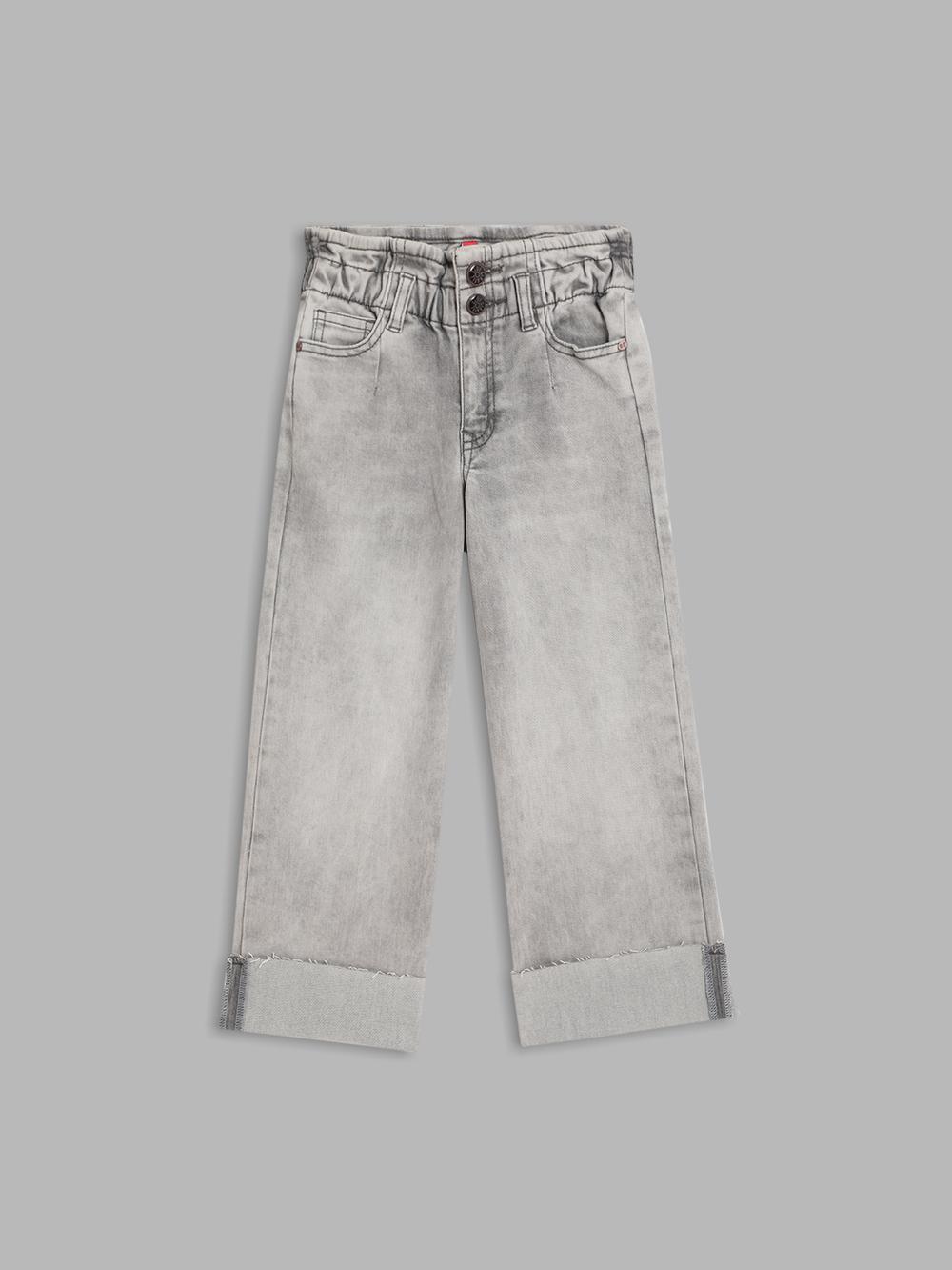 grey solid flared jeans