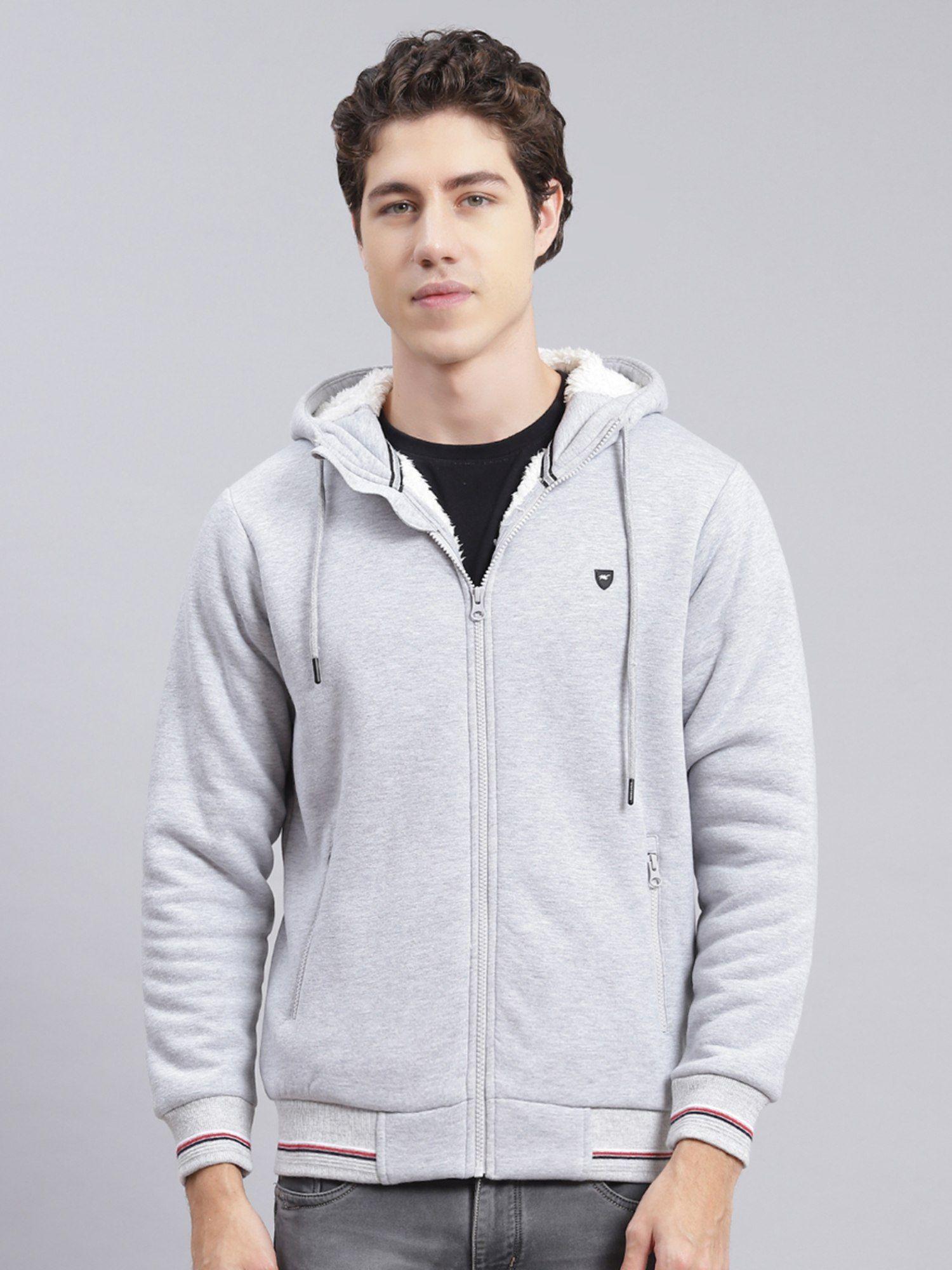 grey solid hood sweatshirt